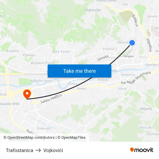 Trafostanica to Vojkovići map