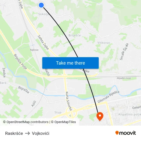 Raskršće to Vojkovići map