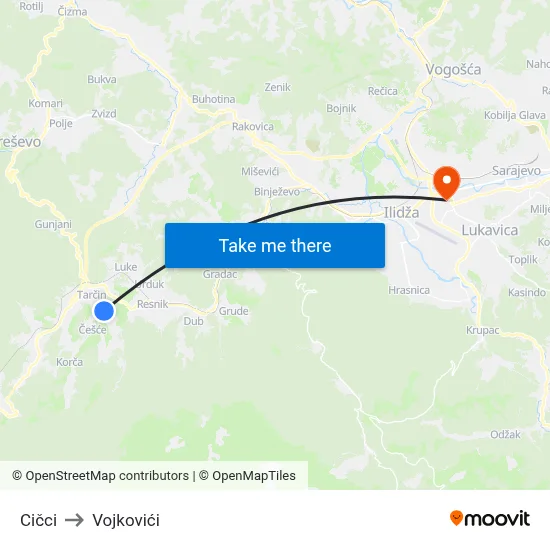 Cičci to Vojkovići map