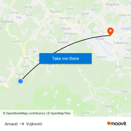 Arnauti to Vojkovići map