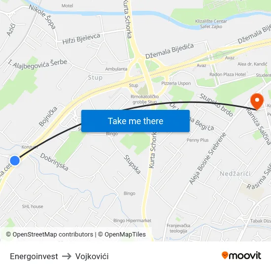 Energoinvest to Vojkovići map