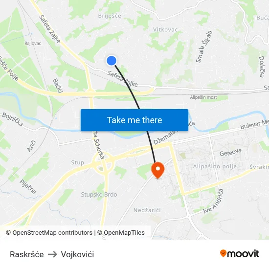 Raskršće to Vojkovići map