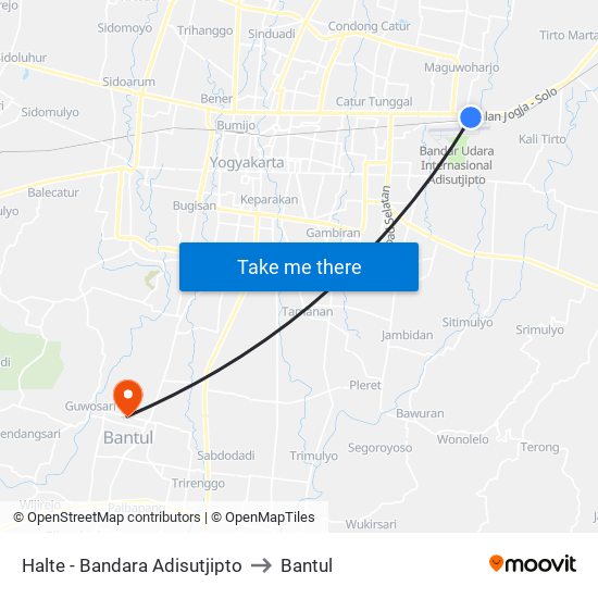 Halte - Bandara Adisutjipto to Bantul map
