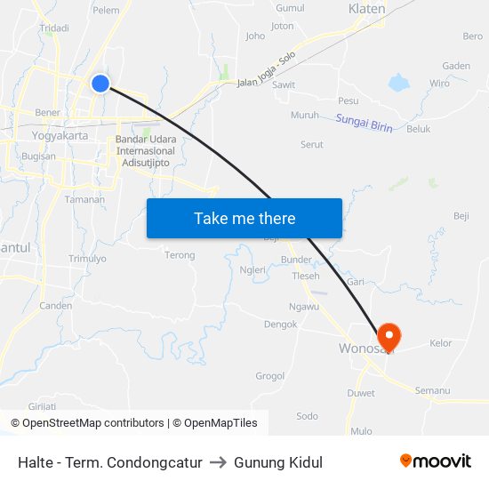 Halte - Term. Condongcatur to Gunung Kidul map