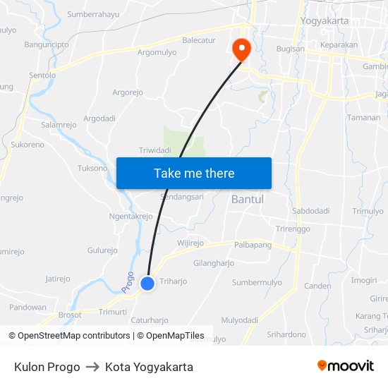 Kulon Progo to Kota Yogyakarta map