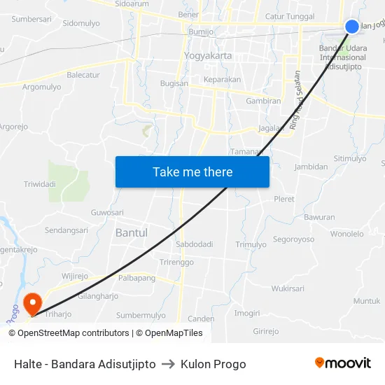 Bandara Adisutjipto to Kulon Progo map