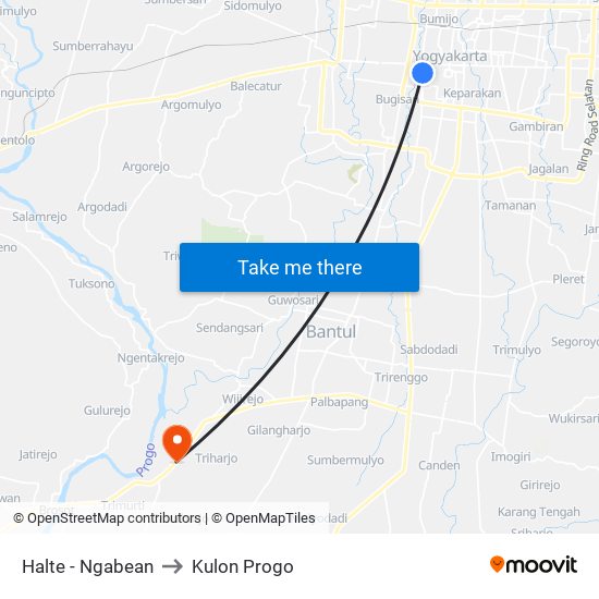 Halte - Ngabean to Kulon Progo map