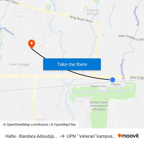 Halte - Bandara Adisutjipto to UPN " Veteran" kampus II map