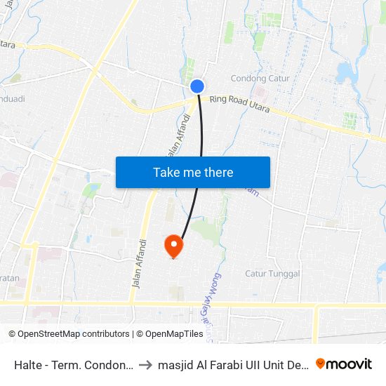 Halte - Term. Condongcatur to masjid Al Farabi UII Unit Demangan map