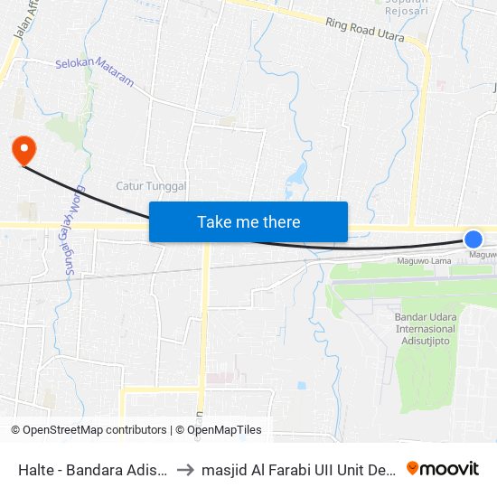 Halte - Bandara Adisutjipto to masjid Al Farabi UII Unit Demangan map