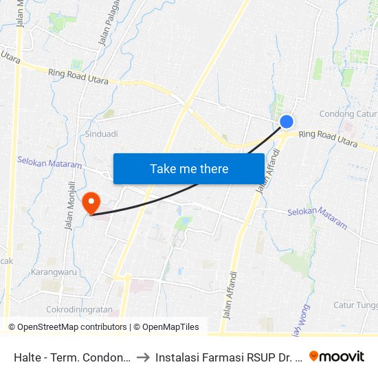 Halte - Term. Condongcatur to Instalasi Farmasi RSUP Dr. Sardjito map