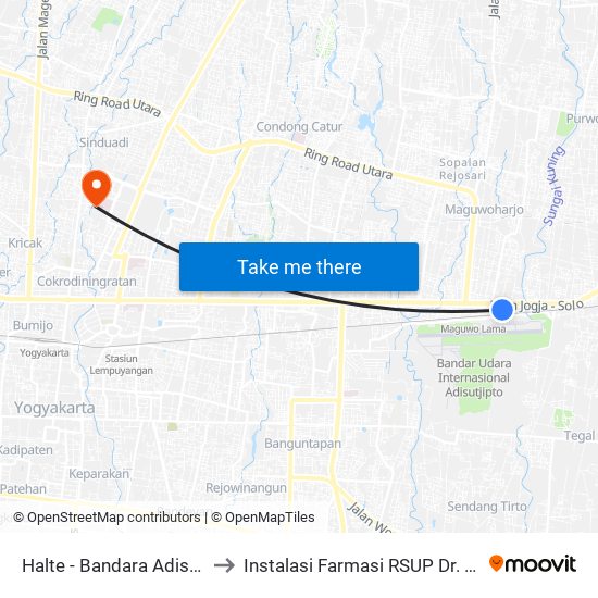 Halte - Bandara Adisutjipto to Instalasi Farmasi RSUP Dr. Sardjito map