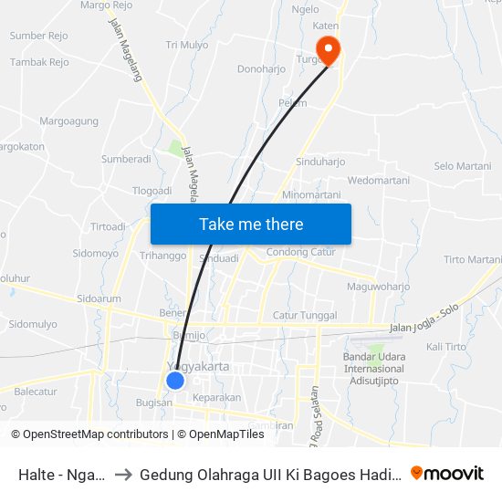 Halte - Ngabean to Gedung Olahraga UII Ki Bagoes Hadikoesoemo map