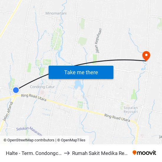 Halte - Term. Condongcatur to Rumah Sakit Medika Respati map