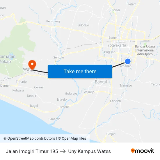 Jalan Imogiri Timur 195 to Uny Kampus Wates map