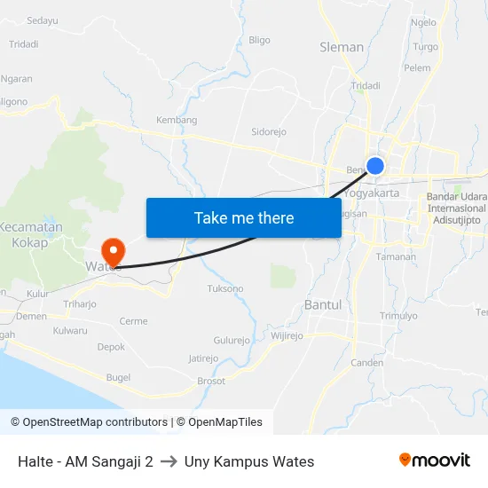 Halte - AM Sangaji 2 to Uny Kampus Wates map
