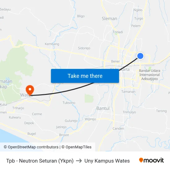 Tpb - Neutron Seturan (Ykpn) to Uny Kampus Wates map