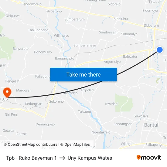 Tpb - Ruko Bayeman 1 to Uny Kampus Wates map