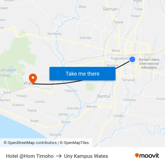 Hotel @Hom Timoho to Uny Kampus Wates map
