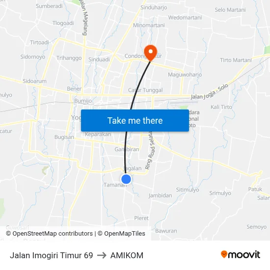 Jalan Imogiri Timur 69 to AMIKOM map