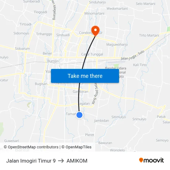 Jalan Imogiri Timur 9 to AMIKOM map