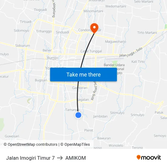 Jalan Imogiri Timur 7 to AMIKOM map