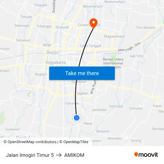 Jalan Imogiri Timur 5 to AMIKOM map