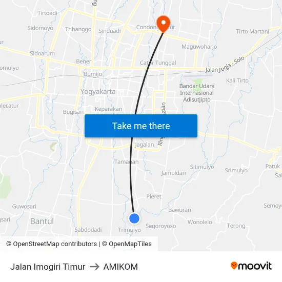 Jalan Imogiri Timur to AMIKOM map