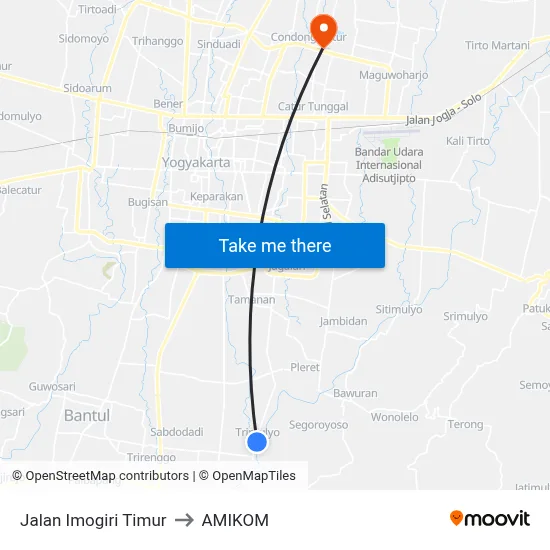 Jalan Imogiri Timur to AMIKOM map