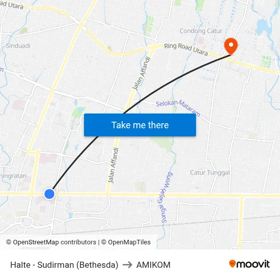 Halte - Sudirman (Bethesda) to AMIKOM map