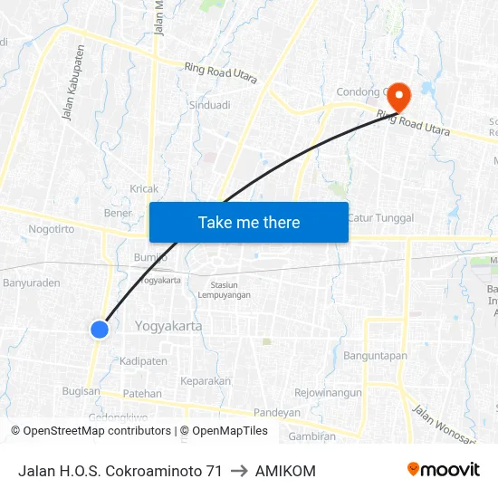 Jalan H.O.S. Cokroaminoto 71 to AMIKOM map