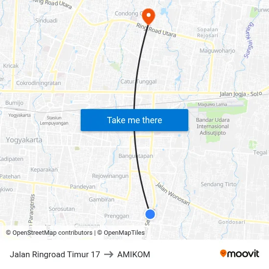 Jalan Ringroad Timur 17 to AMIKOM map