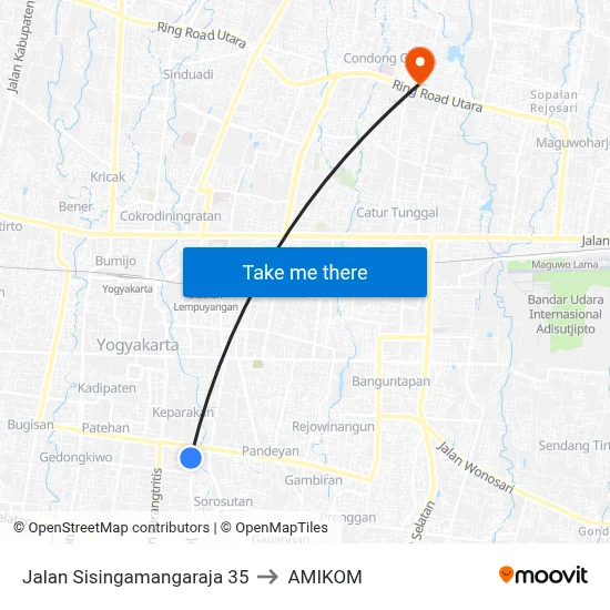 Jalan Sisingamangaraja 35 to AMIKOM map