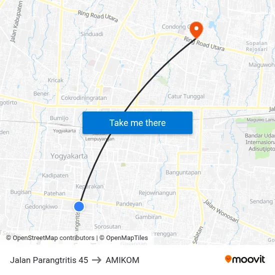 Jalan Parangtritis 45 to AMIKOM map