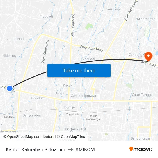 Kantor Kalurahan Sidoarum to AMIKOM map
