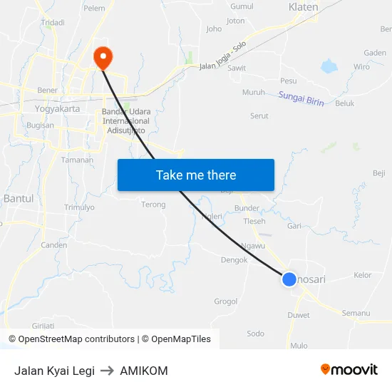 Jalan Kyai Legi to AMIKOM map