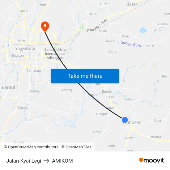 Jalan Kyai Legi to AMIKOM map