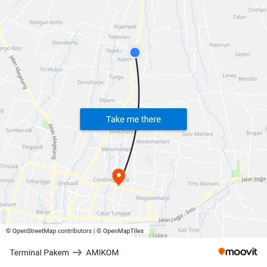 Terminal Pakem to AMIKOM map