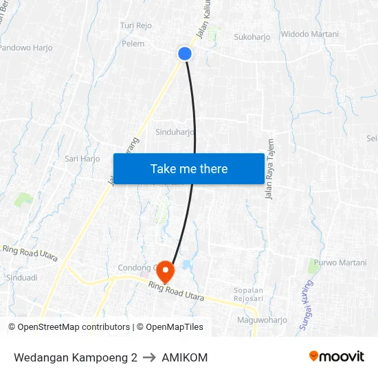 Wedangan Kampoeng 2 to AMIKOM map