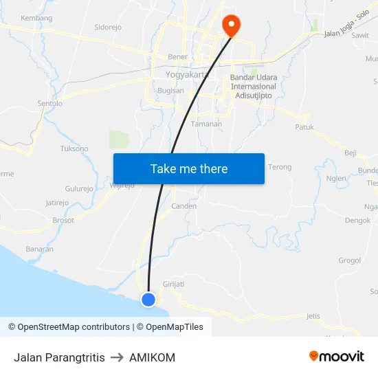 Jalan Parangtritis to AMIKOM map