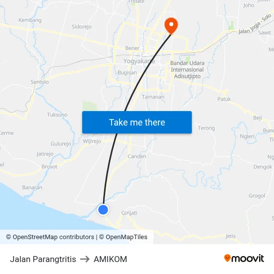 Jalan Parangtritis to AMIKOM map