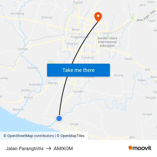 Jalan Parangtritis to AMIKOM map