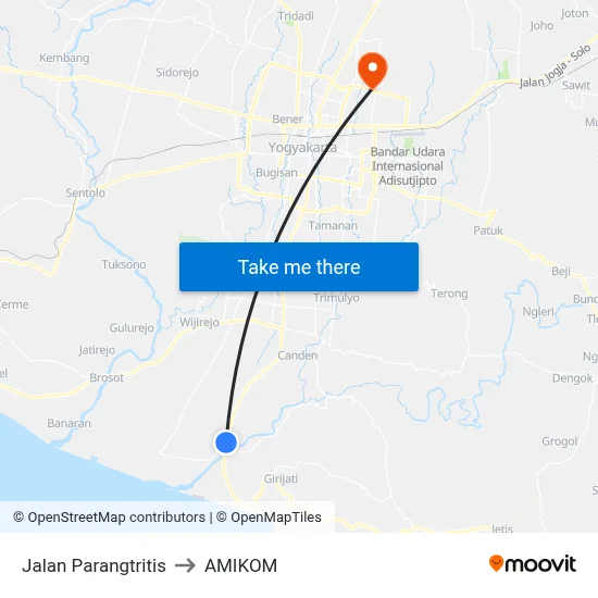 Jalan Parangtritis to AMIKOM map