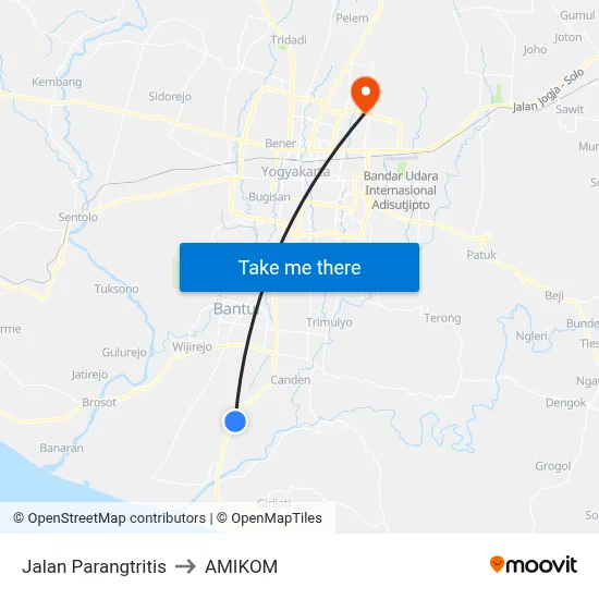 Jalan Parangtritis to AMIKOM map