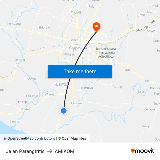 Jalan Parangtritis to AMIKOM map