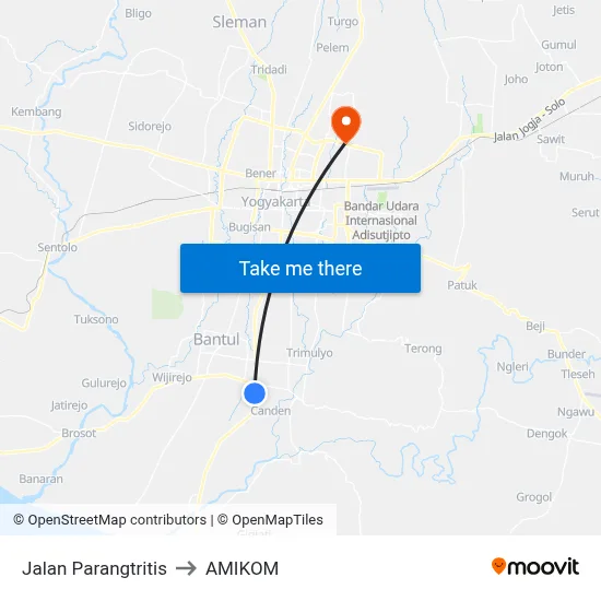 Jalan Parangtritis to AMIKOM map