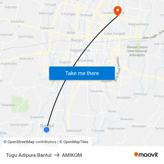 Tugu Adipura Bantul to AMIKOM map