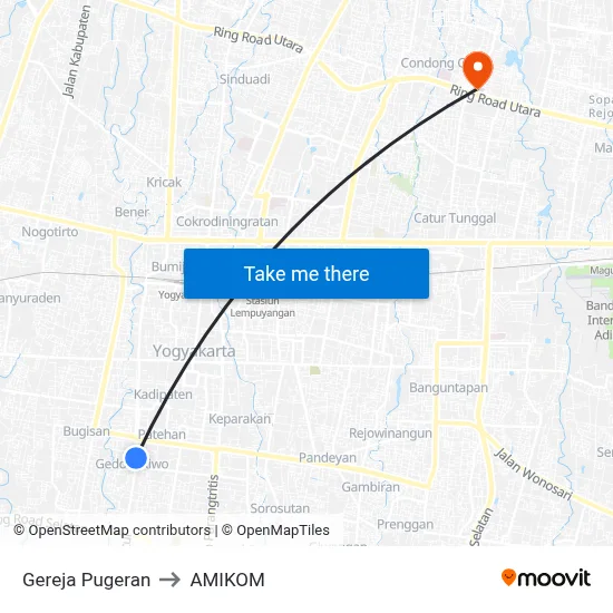 Gereja Pugeran to AMIKOM map