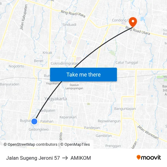Jalan Sugeng Jeroni 57 to AMIKOM map