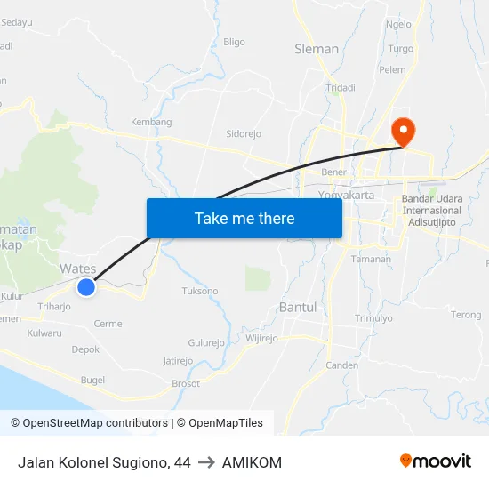 Jalan Kolonel Sugiono, 44 to AMIKOM map